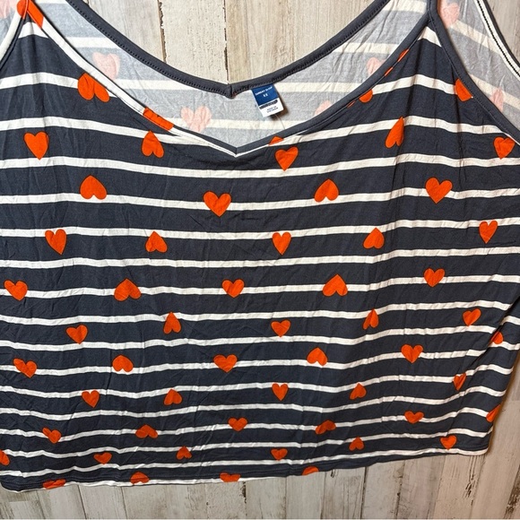 Sunday Sleep Tank From Old Navy Blue Stripe With Orange Hearts 4X - Picture 8 of 16